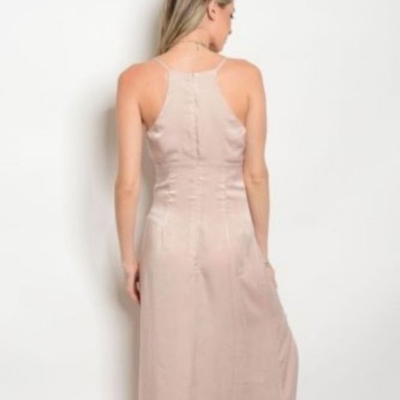Blush Pink Rose Embroidery Maxi Dress - Picture 2 of 7